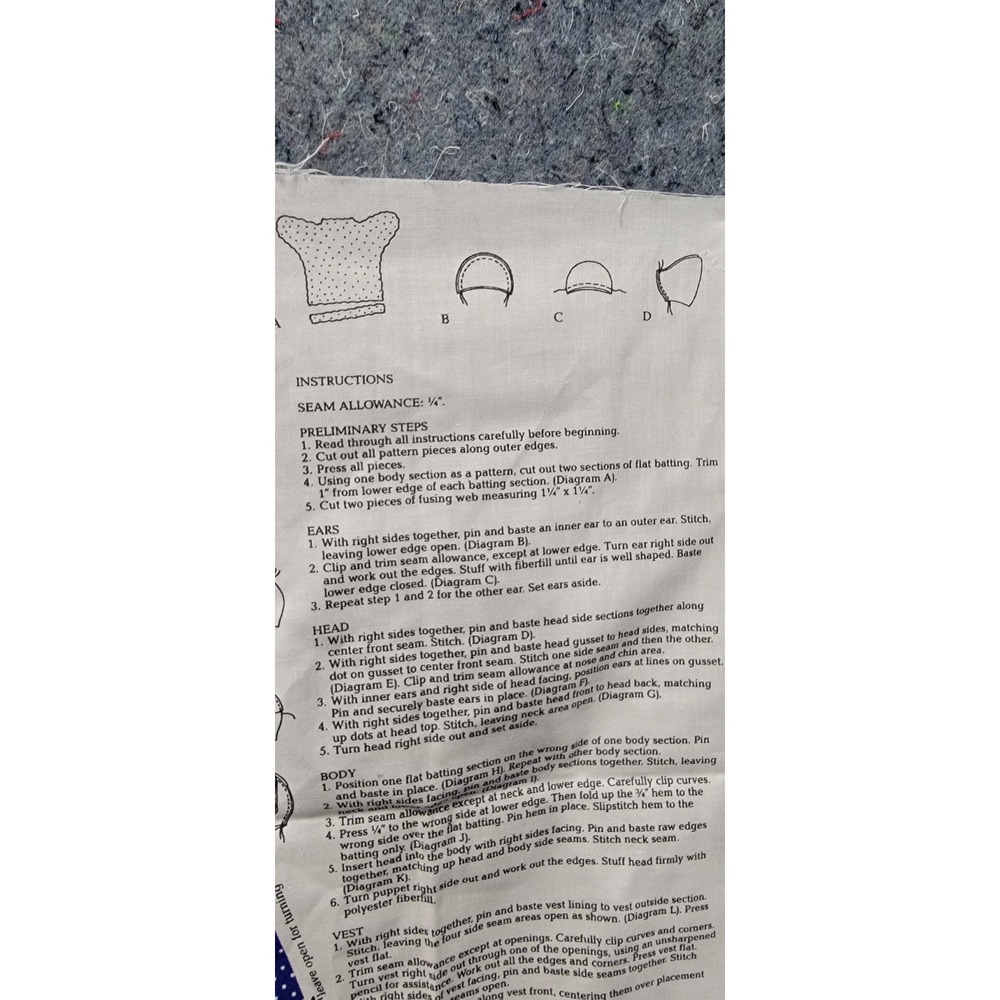 Cranston VIP Print Works VTG Teaching Teddy Puppet Bear Cut & Sew Fabric‎ Panel - Picture 5 of 11